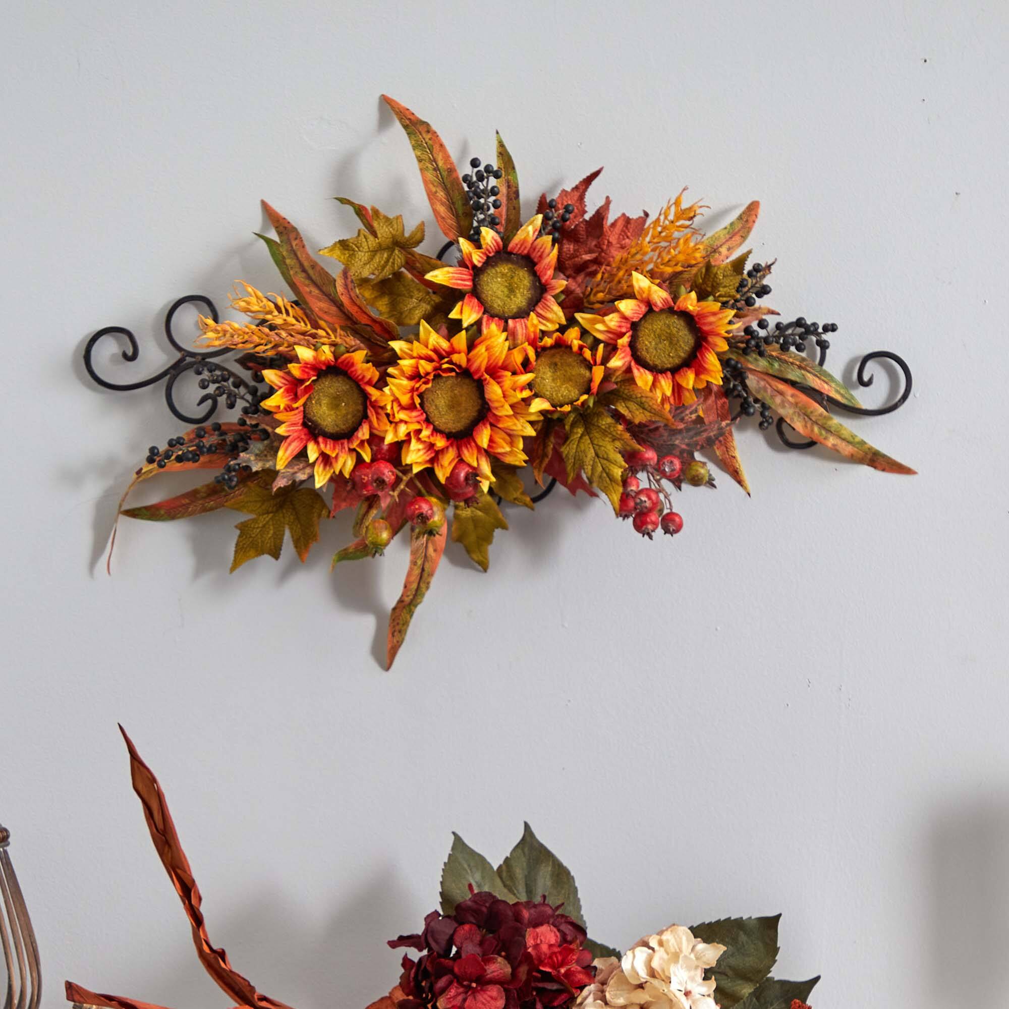 27" Sunflower Swag with Metal Frame